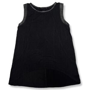 TWENTY Leather Trim Tank Top SIZE S Black Sleeveless Top Made in Canada